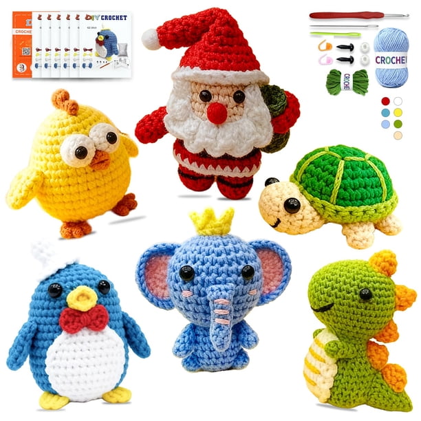 Kit de Crochet LIVIKEY Estilo Woobles - Animales para Principiantes con Hilo