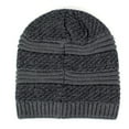 thumbnail image 4 of WREESH Men's Round Top Beanie Knitted Horizontal Stripe Acrylic Yarn Toe Cap for Men Gray, 4 of 6