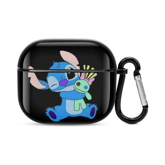 Stitch 3D Printed Bluetooth Earbuds Case Cover for AirPods 3rd Generation, Cute PC Hard Shell Protective Cover for Apple Airpod Case black