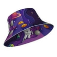 thumbnail image 2 of Kll Astronaut On Mission In Outer Space Bucket Hat For Women Men Packable Travel Beach Sun Hat Outdoor Rave Accessories Reflective Fisherman Cap, 2 of 9