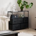 thumbnail image 6 of OCHAPA 5-Drawer Fabric Storage Tower with TV Stand for Bedroom, Hallway, Entryway, Closet, Steel Frame, Wood Top, Easy Pull Handle,Adjustable Feet, Black, 6 of 7