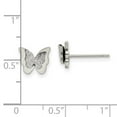 thumbnail image 2 of 9mm Stainless Steel Polished Glitter Butterfly Angel Wings Post Earrings 7.5x9mm Wide Stud Earring for Women, 2 of 2
