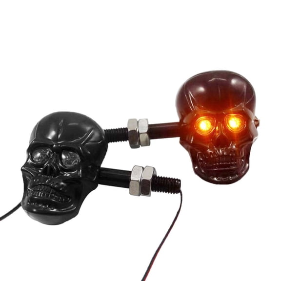 2x Motorcycle LED Skull Turn Signal Lights For Harley Cafe Racer Bobber Chopper