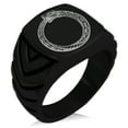 thumbnail image 1 of Stainless Steel Greek Mythology Ouroboros Chevron Pattern Biker Style Polished Ring, 1 of 1