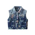 thumbnail image 2 of Gamivast Denim Vest Girls Boys Plaid Sleeveless Button Down Lapel Collar Jacket with Pockets Stylish Jeans Spring Outerwear Back-To-School Outfits, 2 of 6