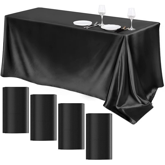 Wehilion Satin Tablecloth 102 x 58 Inch Overlay Satin Table Cover Rectangle Bright Silk Tablecloth Smooth Fabric Table Decoration for Wedding Banquet Party Events