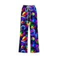 thumbnail image 6 of QATAINLAV Women's Planet Graphic Print Capri Pants Summer Lightweight Linen Cropped Sweatpants Casual High Waist Drawstring Straight Leg Capris with Pockets Multicolor XXL Weekly Prime, 6 of 6