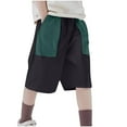 thumbnail image 2 of NAISIBABY Boy's Bermuda Shorts, Baggy Fit Color Block Elastic Waist Fashion Casual Cargo Shorts Dark Gray 12T, 2 of 7