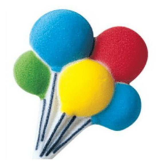 Sprinkle Deco® Set of 12 Balloon Cluster 2 1/2inch Edible Sugar Cake & Cupcake Decoration Toppers with 12 Exclusive Thank You Stickers