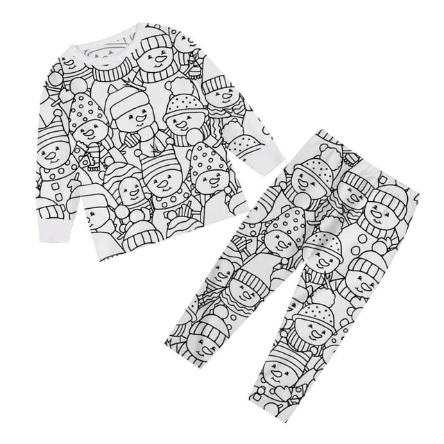 WEAIXIMIUNG Ensemble de Pyjama pour Enfants Peint à la Main, Vêtements de Détente et de Coloriage, Garçons et Filles, Pyjamas DIY avec Marqueurs, Créatif pour Enfants de 7-8 Ans