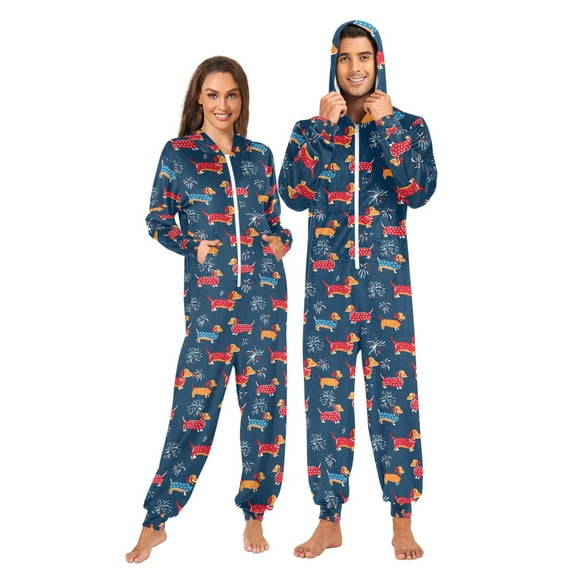 joogoo Dachshund Cute Dogs Unisex Adults Onesies Pajamas Jumpsuits L