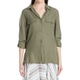 thumbnail image 2 of Max Studio London Womens Utility Button Up Shirt, Green, Small, 2 of 4