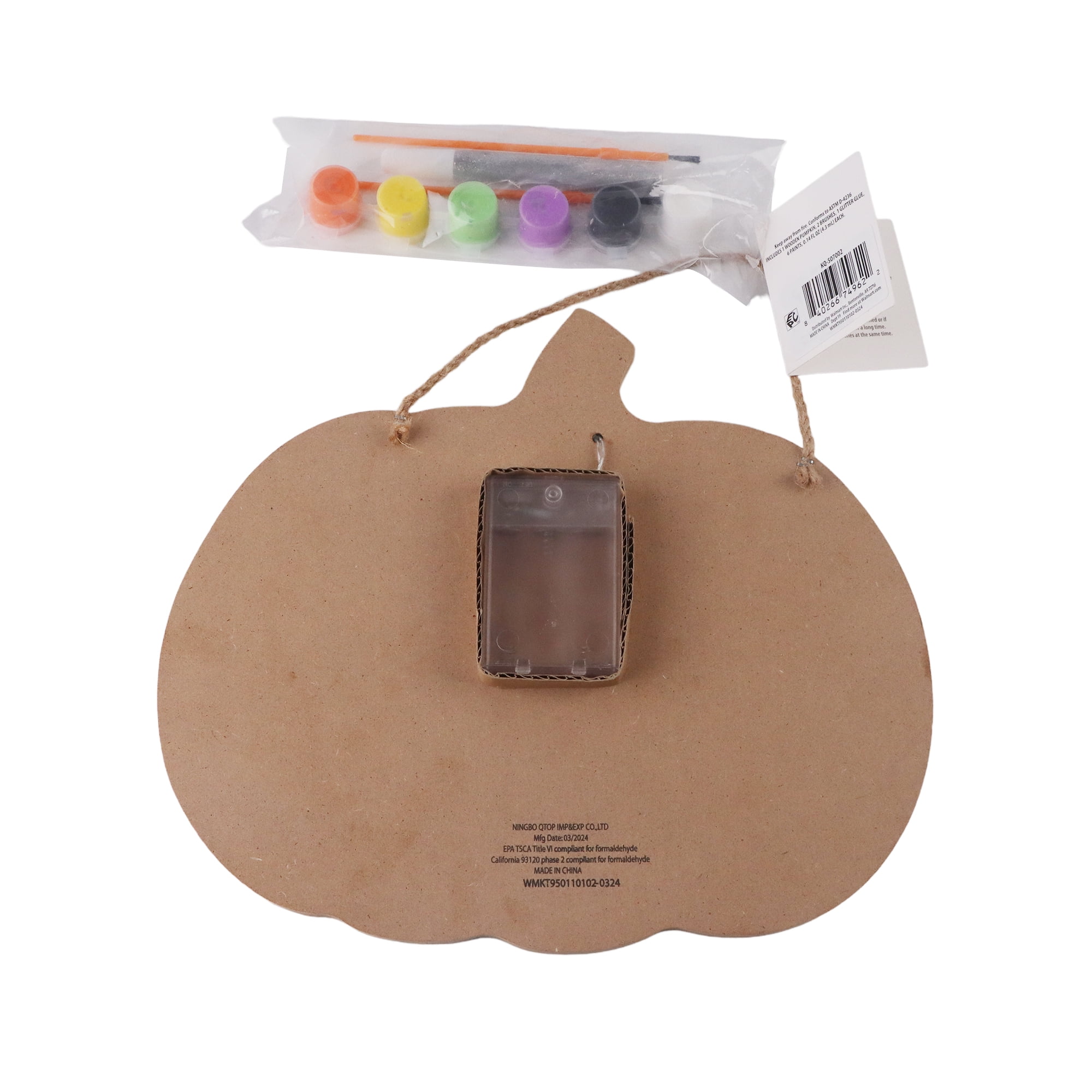 (3 pack) DIY Pumpkin Decor with LED, Wooden Pumpkin Craft Kit, 11.5 x 10 Inch, Halloween