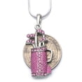 thumbnail image 3 of Light Pink Fuchsia Golf Clubs Bag Sports Ladies Pendant Necklace Silver Tone NEW, 3 of 3