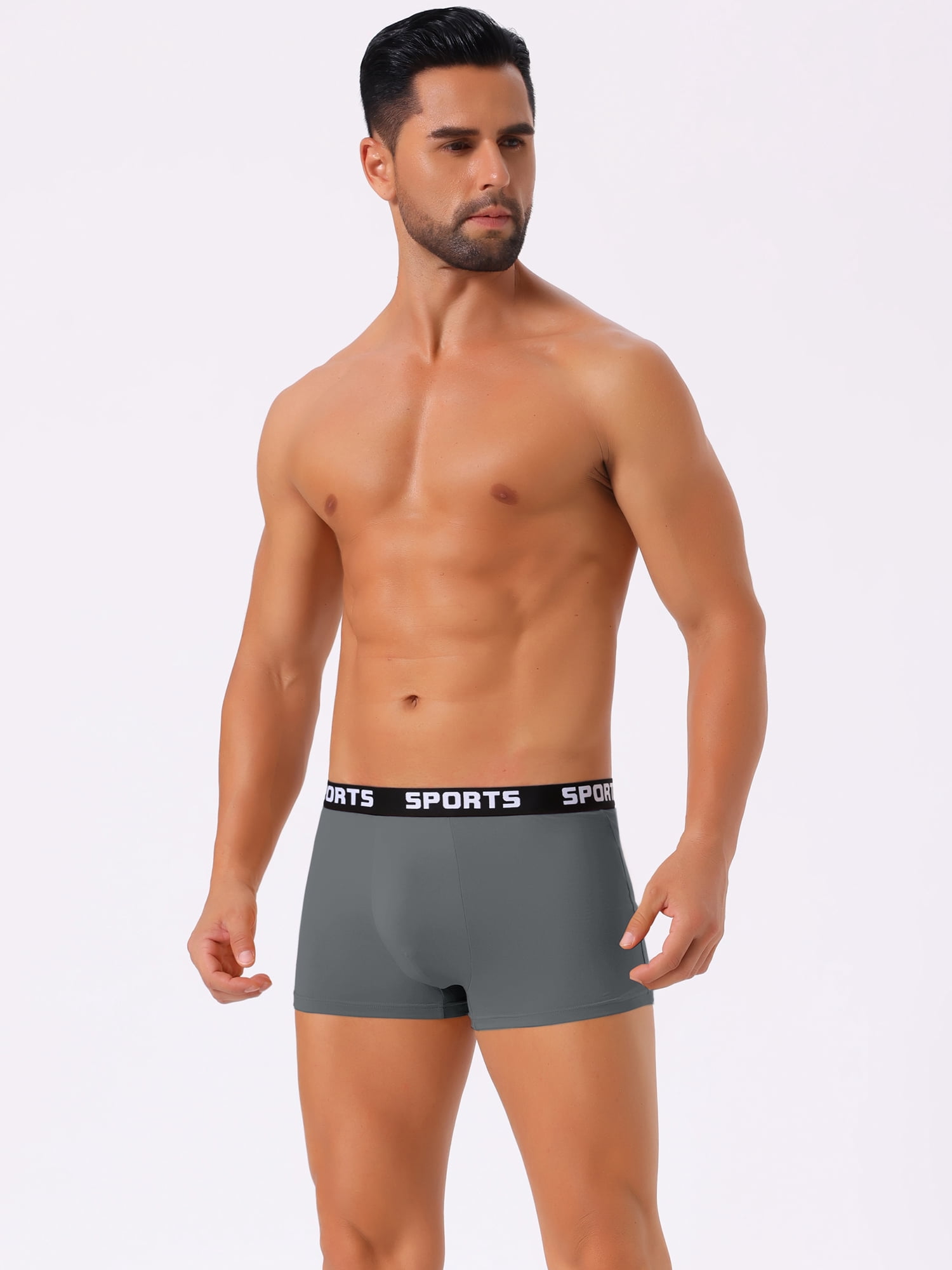 DARING DIVA Men's Lightweight Short Leg Stretch Boxer Briefs 28 Dark Gray
