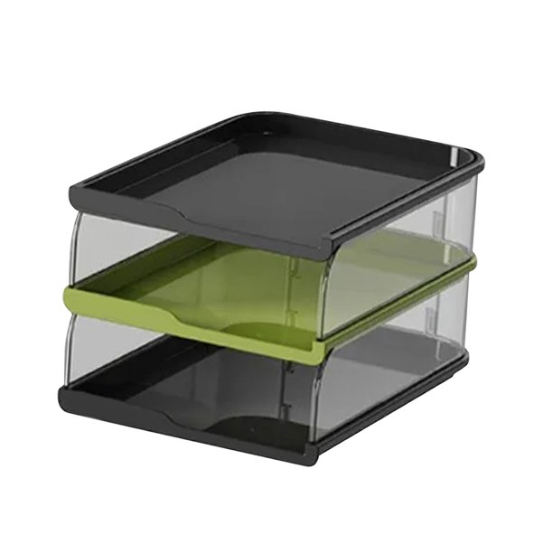 Organizador de archivos de escritorio, archivador, organizador de cartas, archivadores de periódicos, estantes. Black Green 3 Tier