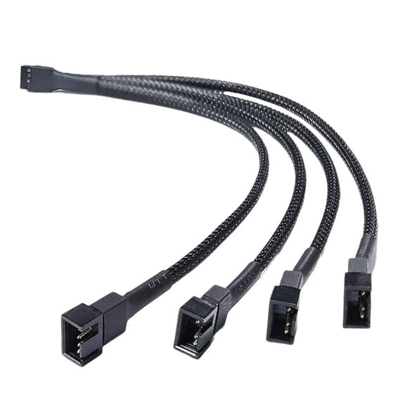Fan Adapter 1 To 4 Splitter Cable For PC Cooling Systems Supports Speed Controls And Overloads Protections