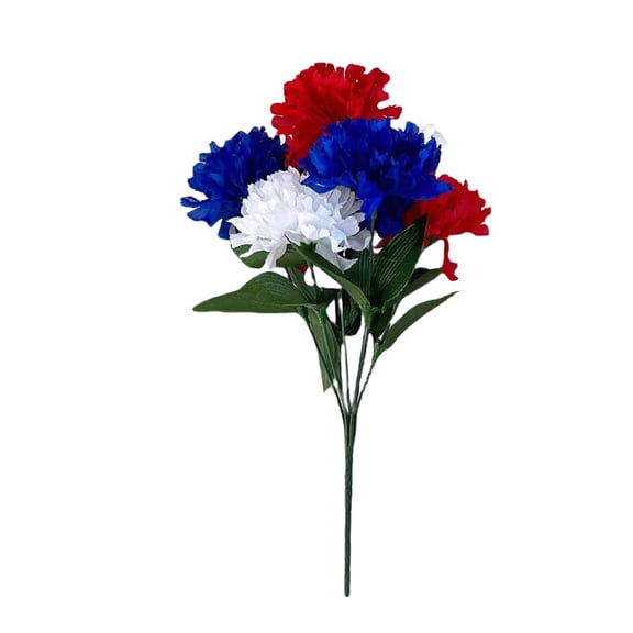 1 PCS Patriotic Artificial Cemetery Flowers Arrangement, Red White Blue Memorial Day Veterans Day Silk Floral Decor for Grave Memorials Independence Day Table Centerpiece
