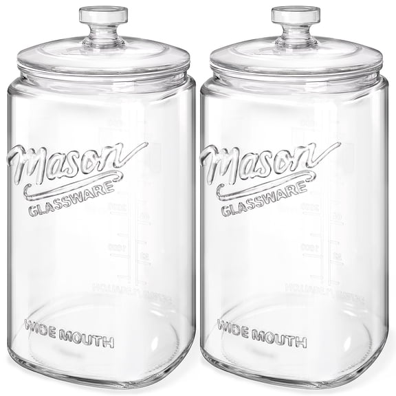 2 Pack 1.5 Gallon Glass Cookie Jar with Lid, Glass Canisters for Pantry Organizers & Storage, Wide Mouth Mason Jar for Flour Sugar, Sourdough Starter, Coffee, Dog Treat, Apothecary, Laundry Room