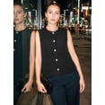 thumbnail image 5 of DARING DIVA Women's Sleeveless Button Down Loose Fit Waistcoat Top XS Black, 5 of 7