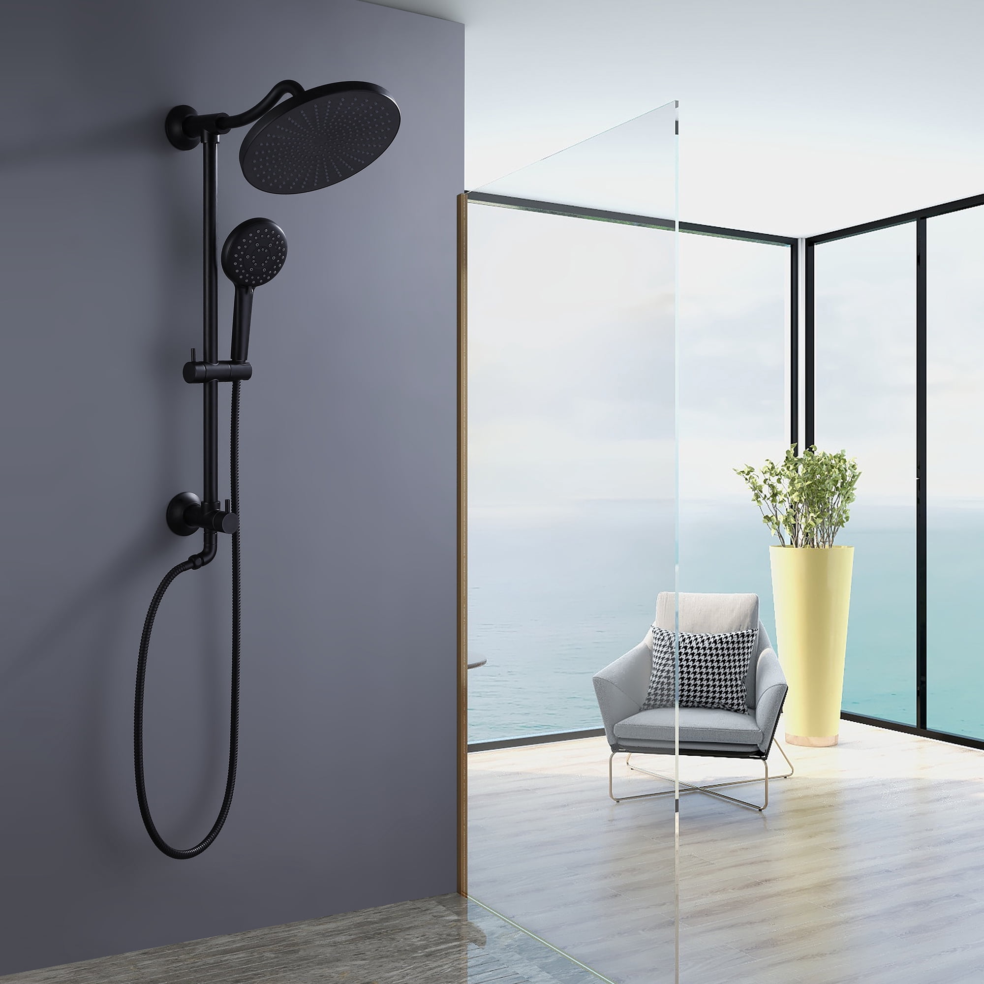 Multi Function Rainfall Shower Head with Hand Shower without Rough-in Valve