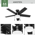 thumbnail image 3 of Hunter - Anisten Indoor Ceiling Fan With Light, 44-inch, Matte Black, Modern-style, 3-speed WhisperWind Motor, 52486, for Living Rooms, Bedrooms, 3 of 15