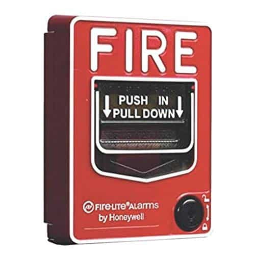 Fire-Lite BG-12LO Dual-Action Pull Station with SPST N/O Switch, Screw Terminal Connections, Key Lock, for Outdoor Use, does not Include Backbox