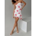 thumbnail image 6 of Suagox Women Mini Tube Dress Flower Print Bodycon Dress Strapless Dress Summer Backless Dress for Party Club, 6 of 10