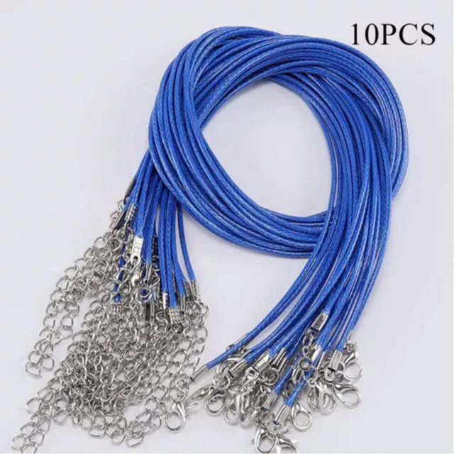 CUITING 10Pcs Leather Wax String Lobster Clasp Chain Pendant Necklace Rope Cords DIY 2MM-coffee-2mm