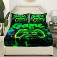 thumbnail image 3 of Erosebridal Boys Gamer Bed Sheets Set Queen Size,Video Game Bedding Sets Queen Size,Black Green Bed Sheets Queen,Breathable Geometric Bedroom Decoration,4-Piece, 3 of 7