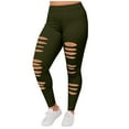 thumbnail image 3 of UVEASISHA Plus Size Leggings for Women High Waist Ripped Yoga Active Pants Vintage Distressed Skinny Tights Army Green L, 3 of 7