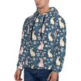 thumbnail image 3 of Naloa Cute Rabbit Floral Men's Casual Hooded Collar Drawstring Hoodies Pullover Sweatshirts Casual Long Sleeve Shirts-Medium, 3 of 7