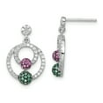 thumbnail image 1 of 925 Sterling Silver Multi Vert Rouge Cubique Zircone Cz Cercle Boucles d'Oreilles d'Oreilles, 1 of 6
