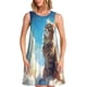 thumbnail image 1 of Balery Blue Sky Winged Cat Vestidos de verano para mujer con estampado: vestido holgado sin mangas, vestido playero informal y cómodo para días calurosos., 1 of 7