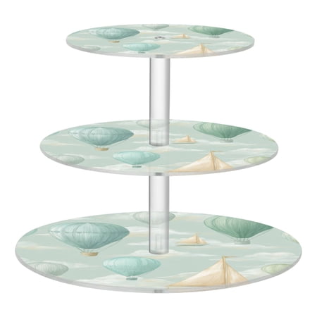 3-Tier Acrylic Cupcake Stand Sturdy Dessert Display Cupcake Tower Cupcake Holder for Party Wedding Outdoor Picnic Balloon and Sailboat