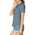 thumbnail image 5 of INSPIRE CHIC Women's Vintage Sweet Doll Collar Button Down Soft Shirt XS Dusty Blue, 5 of 9