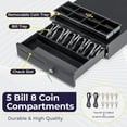 thumbnail image 3 of Cash Register Drawer for Point of Sale (POS) System, 5 Bill/7 Coin, 16" with Adjustable Coin Slots, 24V, RJ11/RJ12 Key-Lock, Media Slot, Black, 3 of 10