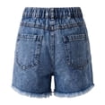 thumbnail image 3 of GiLiling Girls Ripped Denim Jean Shorts Mid Waist Straight Leg Elastic Waistband Distressed Frayed Hem Casual Summer Jorts for Kids Teens (Blue, 7-8 Years), 3 of 8