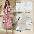 thumbnail image 6 of Xoenoiee Santa Claus Snowman Candy Tree Snowflake Print Womens Long Sleeve Nightgowns Zipper Robes Christmas Full Length Nightgown Soft House Coat Comfy Sleepwear Xmas Loungewear, Size M, 6 of 7