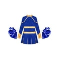 thumbnail image 4 of iiniim Kids Girls Rhinestones Long Sleeve Cheerleading Dress with Pom Pom Cheer Leader Dancewear Blue 12, 4 of 7