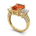 thumbnail image 2 of Three-Stone Engagement Ring for Women - 4.27ct Simulated Red Diamond in 14K Yellow Gold Promise Ring, 2 of 8
