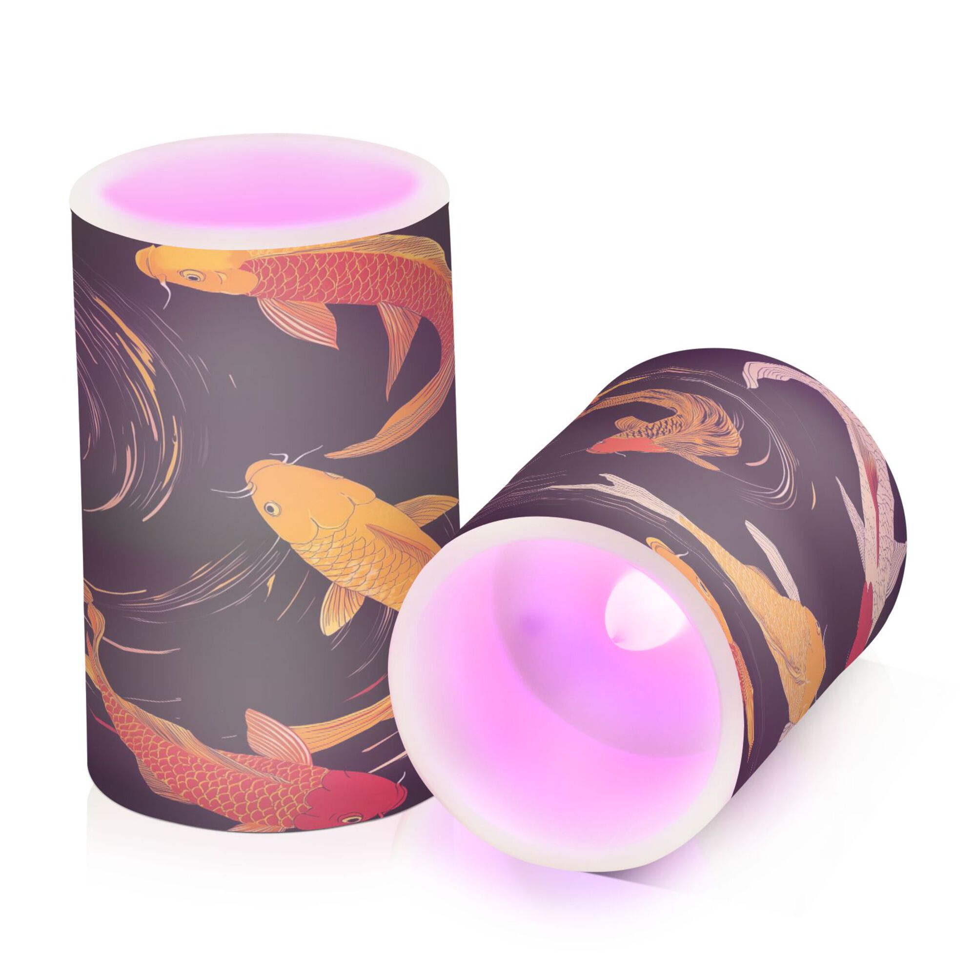 Yayeee Flameless Candles with Remote Flickering Battery Operated Multi Color Changing, Black Fish Pattern
