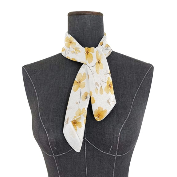 Square Scarf 24x24 Inch Golden Meadow Floral Silky Satin Sun Protection Neck Scarf for Women Multi-Purpose Head Wrap Bandana for Hair Bag Decoration
