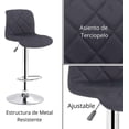 thumbnail image 4 of Set de 2 Bancos giratorios aterciopelados con altura ajustable y reposa pies Toretto, color Gris, 4 of 7