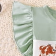thumbnail image 7 of Xyant Toddler Western Baby Girl Summer Clothes Cattle Smocked Ruffle Sleeve Shirt Cow Print Ruffle Bloomer Shorts Cute Cowgirl Outfit (Green,2-3 Years), 7 of 7