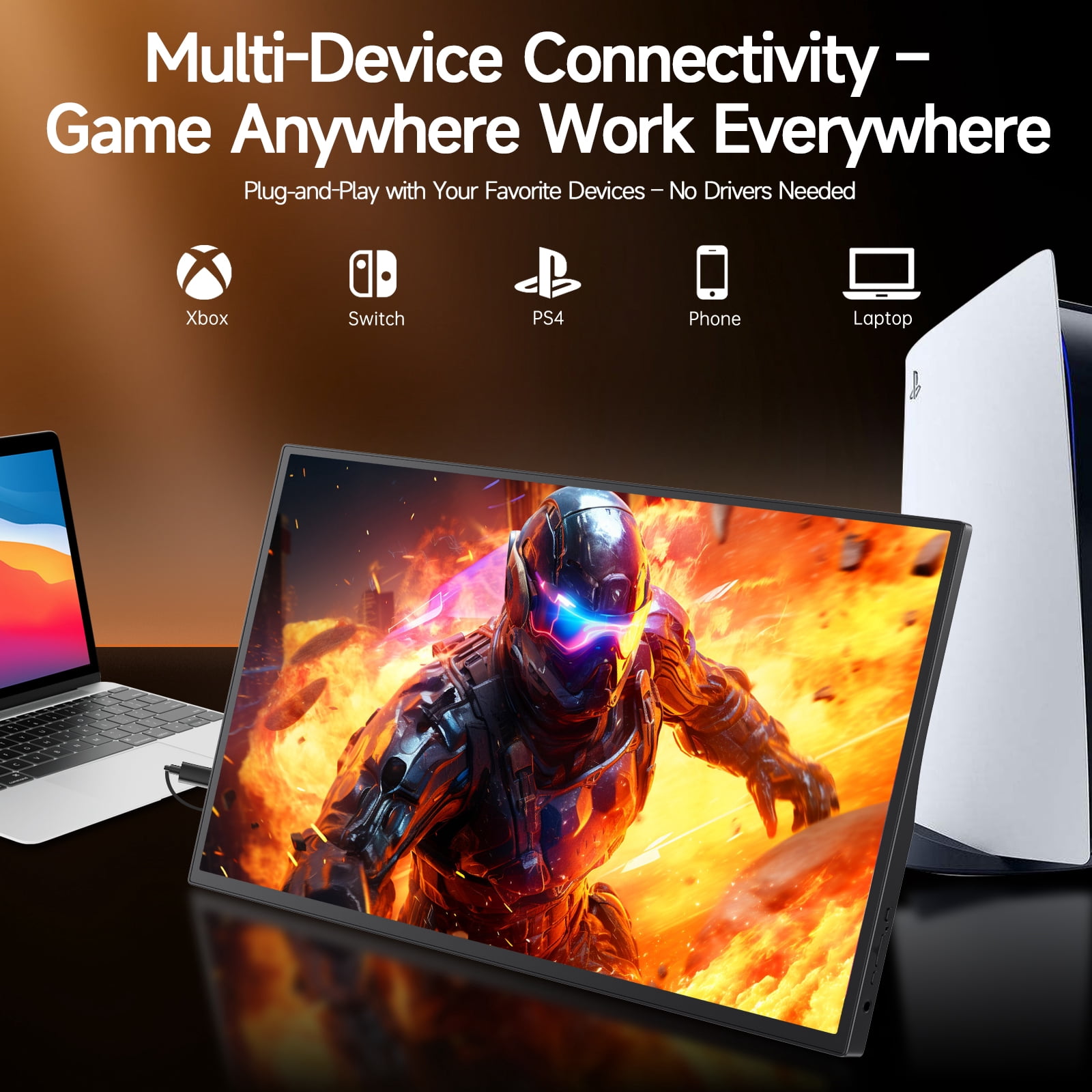 Portable Monitor 15.6 Inch 1080P FHD USB-C HDMI Ultra-Slim Travel Monitor with Kickstand & Speakers, IPS Gaming Display Screen Extender for Laptop PC Mac Phone PS Xbox Switch