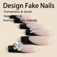 thumbnail image 3 of Uñas postizas con punta francesa, color negro, largas, con purpurina, diseño de mariposa plateada, pegamento en las uñas para mujeres y niñas, uñas postizas acrílicas con pegamento de gel en las uñas, 3 of 5