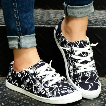 

Ladies Lazy Slip On Casual Shoes Maple Leaf Pattern Low Top Shoes Soft Sole Massage Flat Sneakers Fashion Casual
