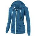 thumbnail image 2 of BiZtdJrK Womens Full Zip Up Hoodie Casual Solid Drawstring Hooded Long Sleeve Sweatshirts Fall Winter Loose Fit Sport Jackets with Thumb Hole Best Sales Today Blue L, 2 of 8
