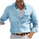thumbnail image 2 of pstuiky manga larga para hombre, Camisa/top de manga larga con solapa de lino y color liso para hombre Tops de talla grande para hombre xxl, 2 of 6